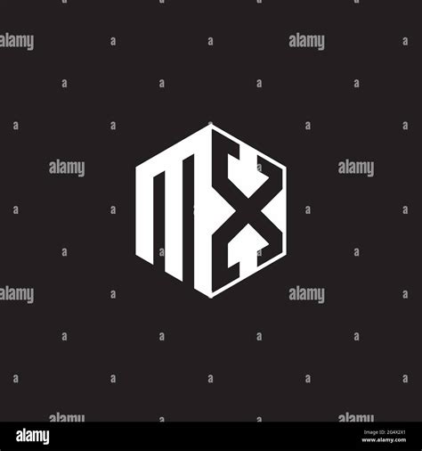 Mx M X Xm Logo Monograma Hex Gono Con Fondo Negro Estilo De Espacio