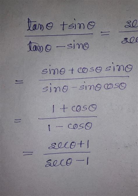 Tan Theta Sin Theta Upon 10 Theta Minus Sin Theta Is Equals To Sec