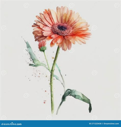 Watercolor Gerbera Daisy Floral Clipart Beautiful Watercolor Set Isolated On White Background