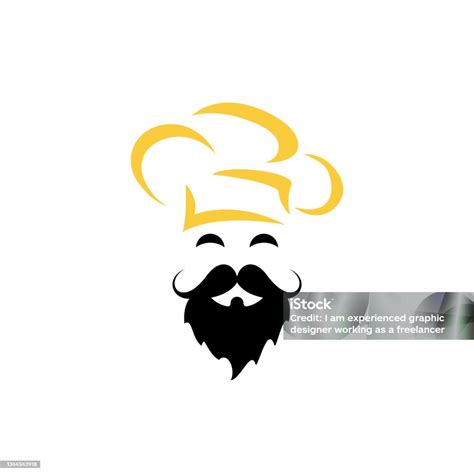 Desain Logo Vektor Master Chef Kepala Koki Dengan Kumis Dan Logo Vektor