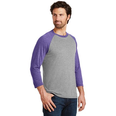 District Made Dm136 Mens Perfect Tri 3 4 Sleeve Raglan Purple Frost