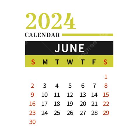 2024年6月日曆簡約黃色 行事曆 2024 六月向量圖案素材免費下載，png，eps和ai素材下載 Pngtree