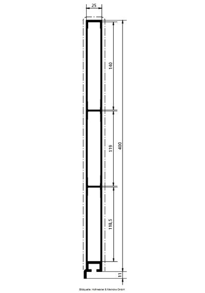 Bordwand 400 X 25 Mm Eloxiert Mit Nase