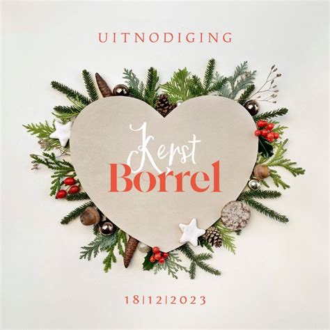 Uitnodiging Kerstborrel Hart Met Kerstdecoratie Kaartje Go