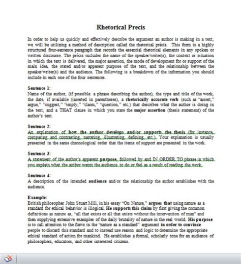 Rhetorical Précis Template 20 Templates Available For Free Download In Pdf And Word Document