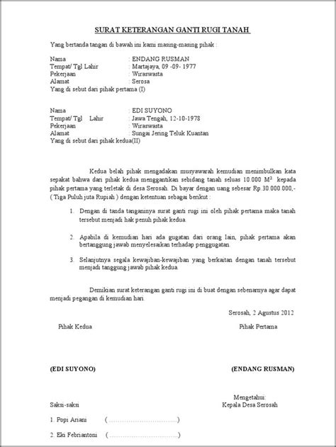 Surat Keterangan Ganti Rugi