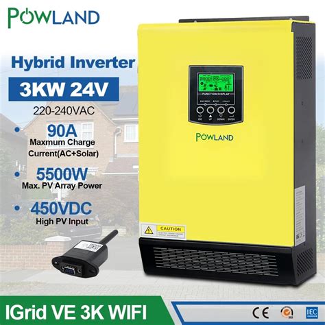 Powland Mppt Hybrid Solar Inverter Ouput 3000w 24v 230vac High Pv Input