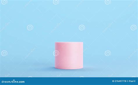 Pink Cylinder Geometric Shape Solid Round Structure Kitsch Blue