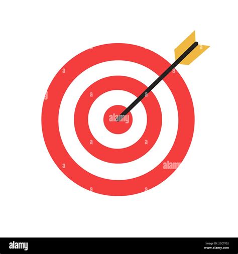 Red Darts Target With Arrow In Center Icon Archery Aim Vector Symbol