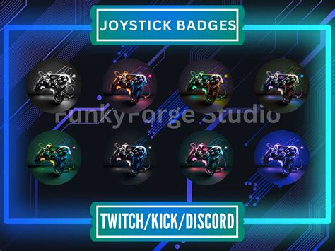 6 Twitch Sub Badges Joystick Aesthetic Controller Console Dark Discord