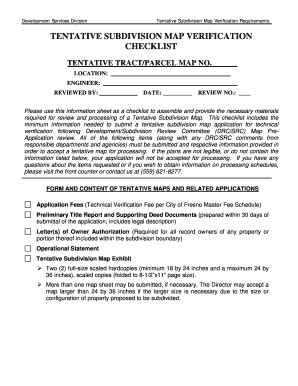 Fillable Online Tentative Subdivision Map Verification Requirements Fax