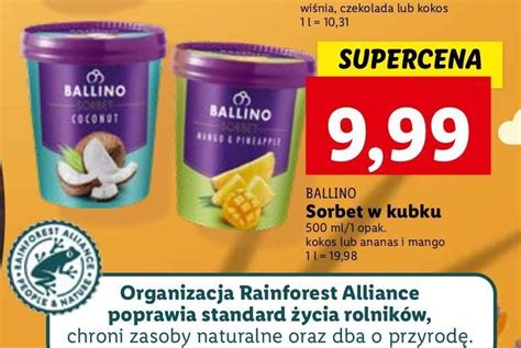 Promocja Sorbet Mango I Ananas Ballino W Lidl