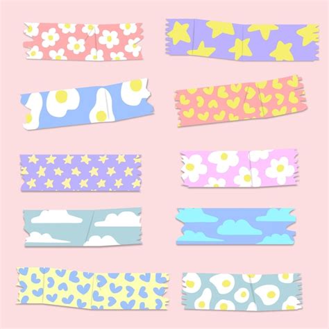 Premium Vector Set Of Cute Washi Tape Pattern Illustration