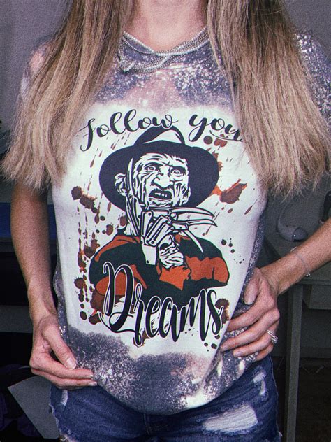 Freddy Krueger Shirt Halloween Shirt Bleached Shirt Horror Etsy