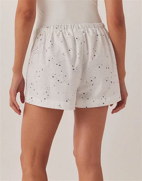 Brushed Cotton Star Print Pajama Shorts Sleepwear Sale The White