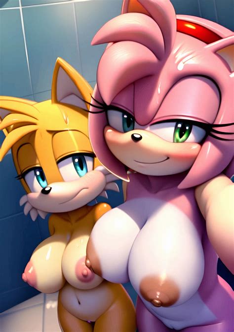 Rule 34 2girls Ai Generated Aifurryv2 Amy Rose Big Breasts Blue Eyes Completely Naked