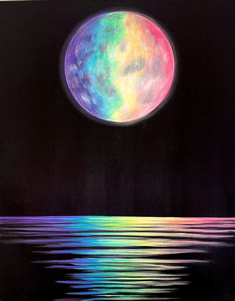 Rainbow Moon Painting - Etsy