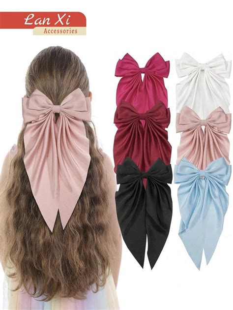 St Ck Packung Seidige Satin Haarschleifen Haarband Clips F R Frauen