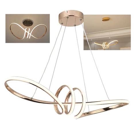 Lustre Luminaria Pendente Arco Aneis Infinito 3 Em 1 Led Luxo Decoraçao