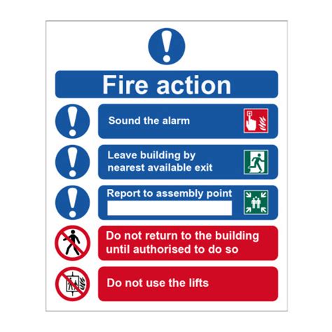 Centurion Fire Action Procedure Sign Self Adhesive Vinyl 250mm X