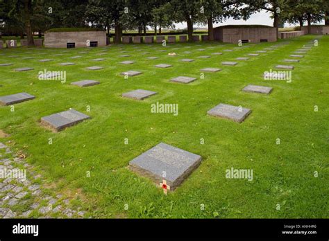 Graves And Bunker At Langemark German Military Cemetery Of Ww1 Soldiers