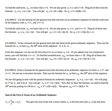 FREE 6+ Sample Arithmetic Sequence Examples in PDF