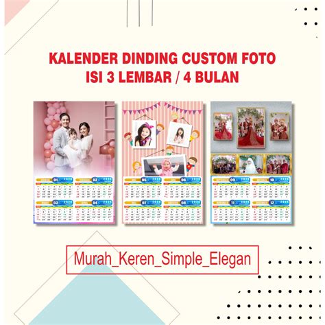 Jual Kalender Dinding Isi 3 Lembar Kalender Dinding 2024 Kalender Foto Kalender Custom