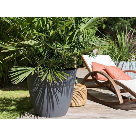 Eda Pot De Fleur Rond Cancun X H Cm Anthracite Eda