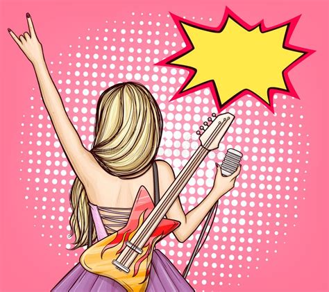 Rockstar Girl Stock Vector Illustration Of Rock Microphone