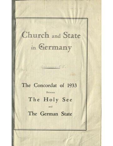 Concordat Between The Holy See And The German Reich July 20, 1933 ...