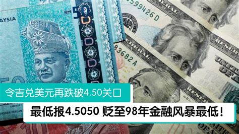 令吉兑美元5天跌不停 一度贬破98年金融风暴最低水平！ 988