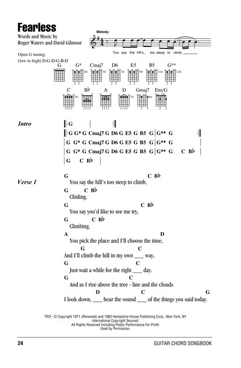 Fearless by Pink Floyd - Guitar Chords/Lyrics - Guitar Instructor