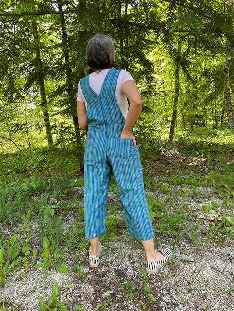 Ladies Bib Overalls Thin Multicolored Striped Cropped Summer | Etsy