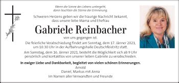 Traueranzeigen Von Gabriele Reinbacher Trauer Kleinezeitung At