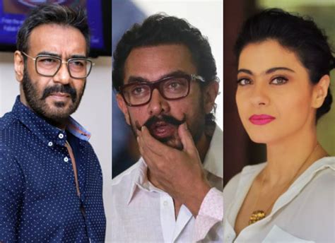 Ishq Actors Ajay Devgn Aamir Khan And Kajol Reunite At The Screening