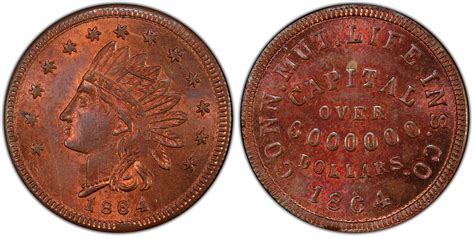 1864 Token F 165AB 1a Copper RE Conn Mut Life Ins Co OH RB