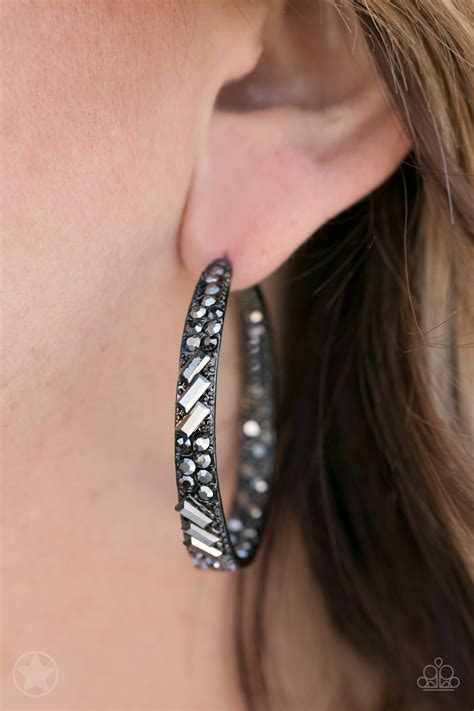 Paparazzi Glitzy By Association Black Hoop Earring Christines Bling Fling Boutique