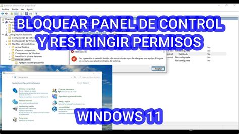 Como Bloquear El Panel De Control Y Ventana De Configuracion En Windows