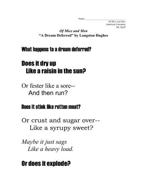 What Is A Dream Deferred Poem Sitedoct Org