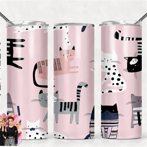 Cats Sublimation Tumbler Designs 20oz Skinny Tumbler Wraps Etsy