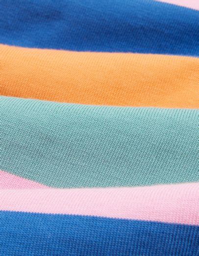 Navy Orange Green And Pink Stripe Cotton Rugby Shirt