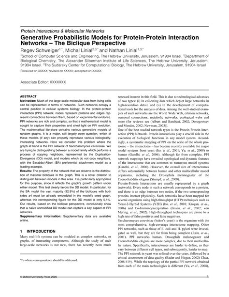 Pdf Generative Probabilistic Models For Protein Protein Interaction