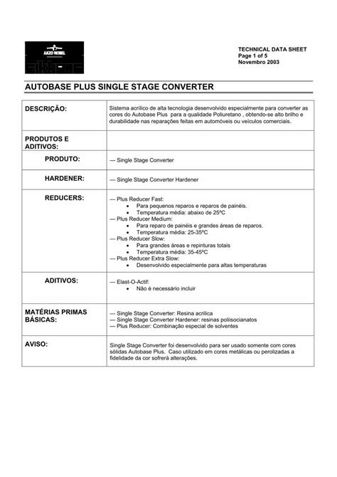 PDF Ficha T Cnica Single Stage Converter Repintura Br