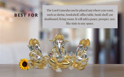 Buy Gold Art India Gold And Silver Plated Matte Finish Ganesh Idol For