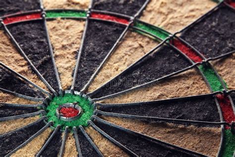 Close Up View of a Dart Board Bulls Eye Center Stock Photo - Image of ...