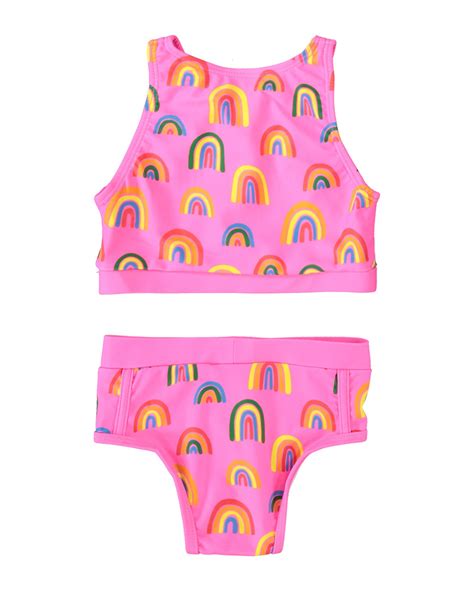 Riachuelo Biqu Ni Infantil Top E Calcinha Arco Ris Rosa Neon Amarelo