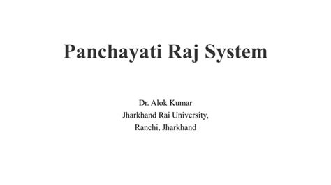 Panchayati Raj System Ppt