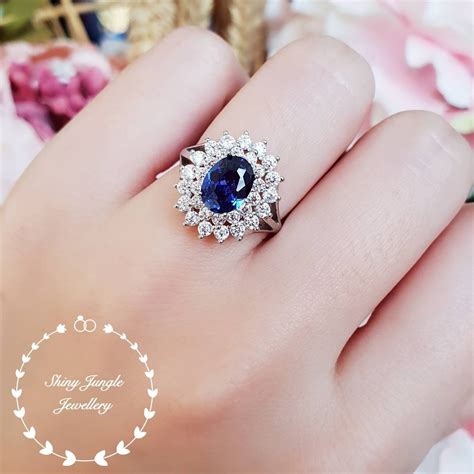 Double Halo Oval Tanzanite Ring 1 5 Ct Blue Tanzanite Engagement Ring