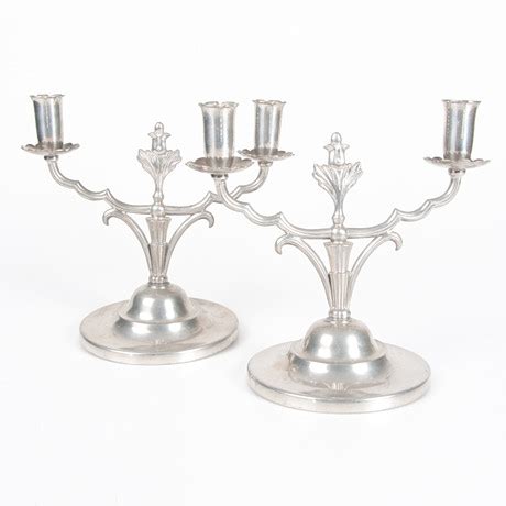 Kandelabrar Ett Par Tenn Art Deco Tal Silver Metall