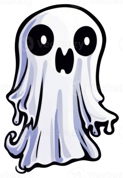 Creepy Ghost Halloween Sticker Design 27249758 PNG